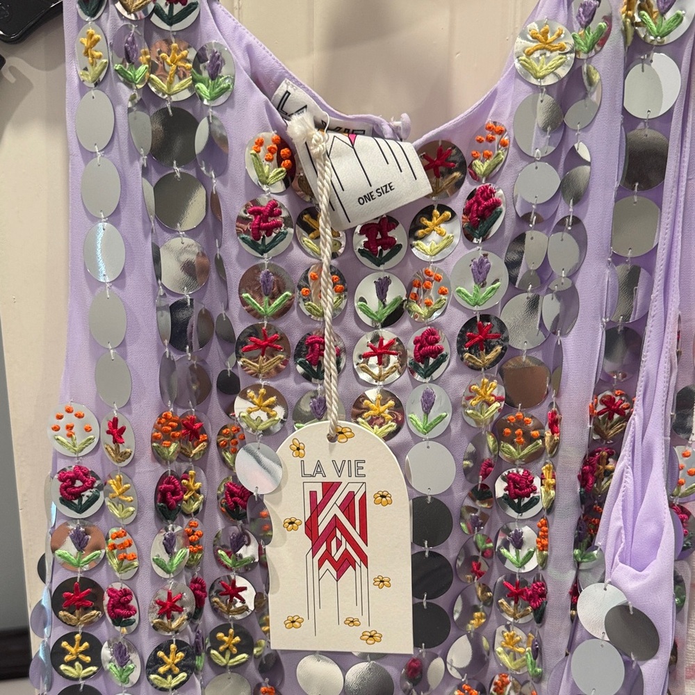 La Vie Lavender Embroidered Maxi Dress